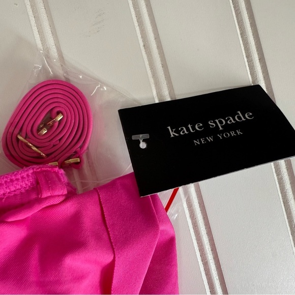 KATE SPADE New York Ruffle ONE PIECE BANDEAU SWIMSUIT Pink Small NEW 1022 - Picture 2 of 3